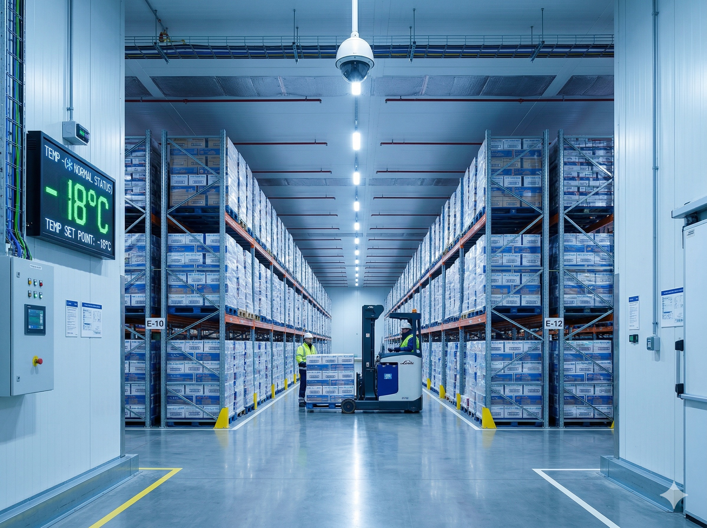 Indoor facility with 360-degree fisheye surveillance camera
